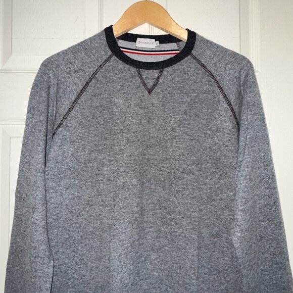 Moncler pullover crew neck gray mens sweater size XL cashmere wool - Picture 16 of 16